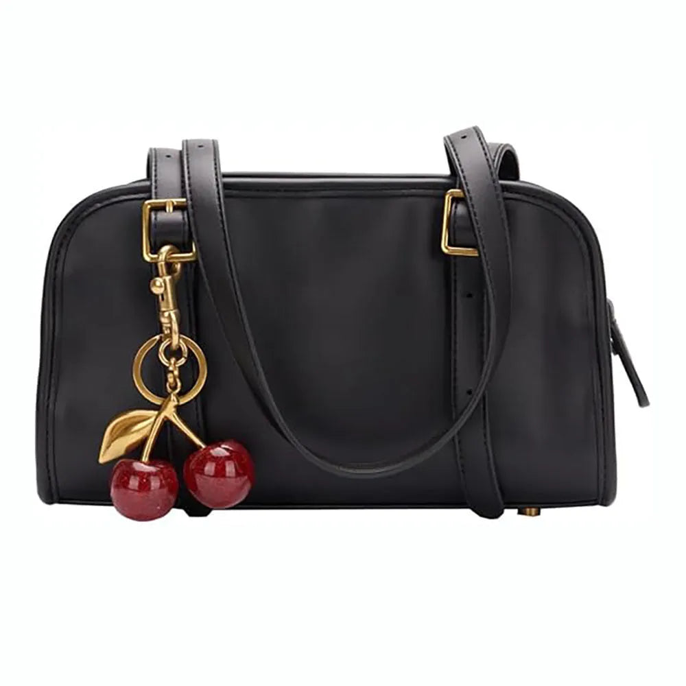 Three-dimensional cherry design key ring pendant in zinc alloy for women's bag and car key accessories