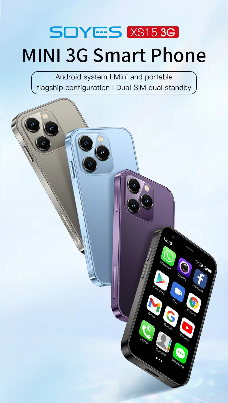 S23PRO XS15 mini smartphone in black, green or pink purple with 30 screen and straight plate design