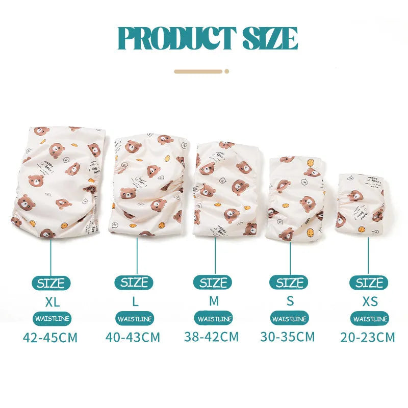 Pet sanitary pant reusable dog nappy with fastener tape and elastic waistband in blue bear pattern