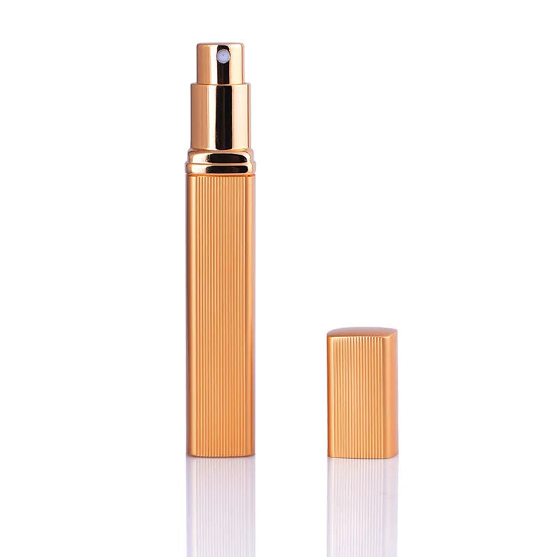 12ml aluminum perfume tube square empty bottle with glass liner in silver finish