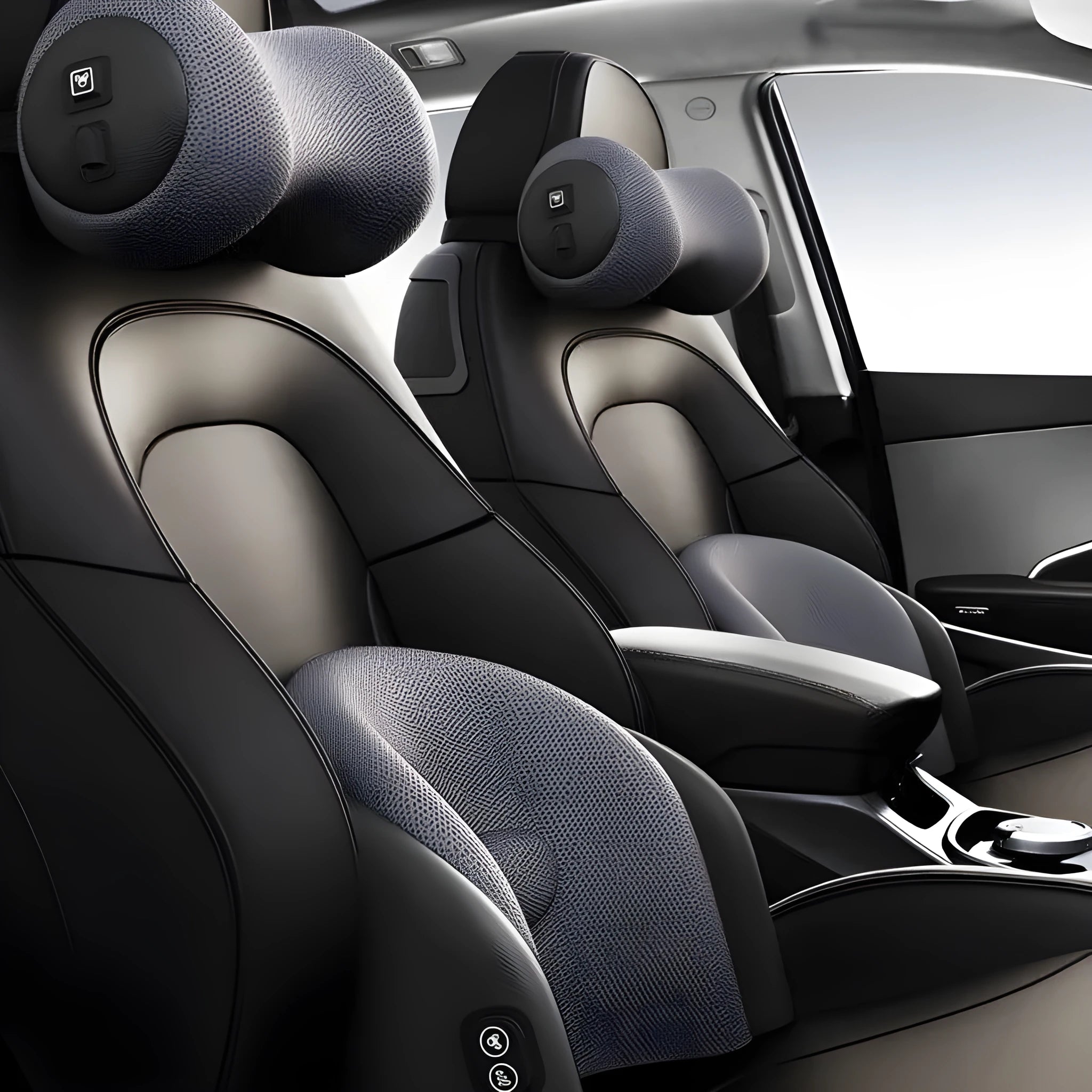 Car massage cushion for lumbar and neck support with memory cotton filling in multiple colour options