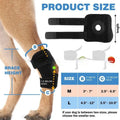 Black polyester dog leg guard for joint protection and ACL recovery in three sizes