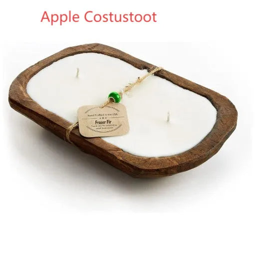 Lavender wooden basin aromatherapy candle with three wicks, soy wax, 230g net content.