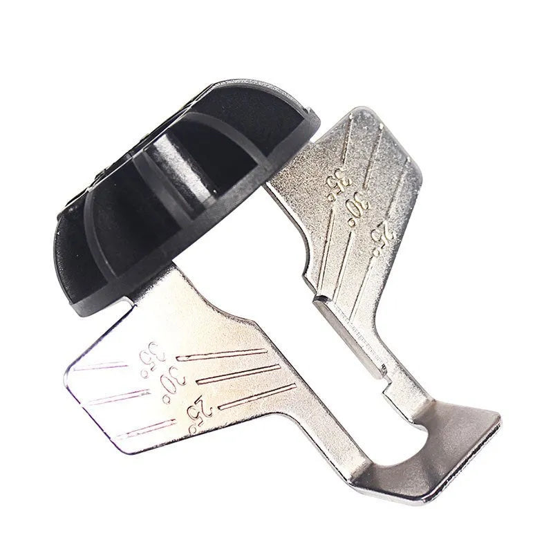 Silver mini electric chain grinding machine with metal band saw blade showing tooth detail