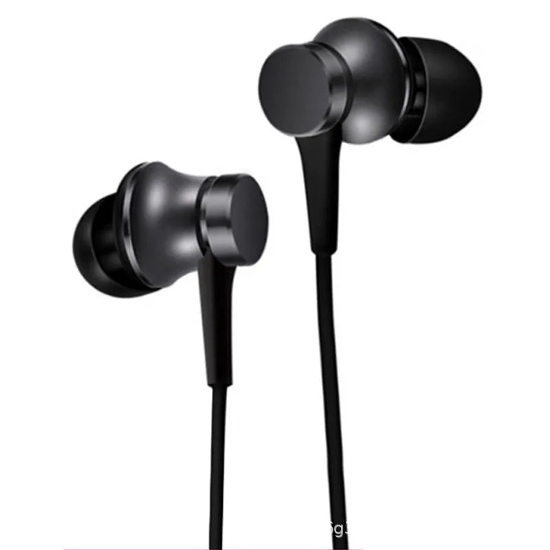Piston style in-ear wired headphones with 3.5mm jack in black, blue and red colour options.