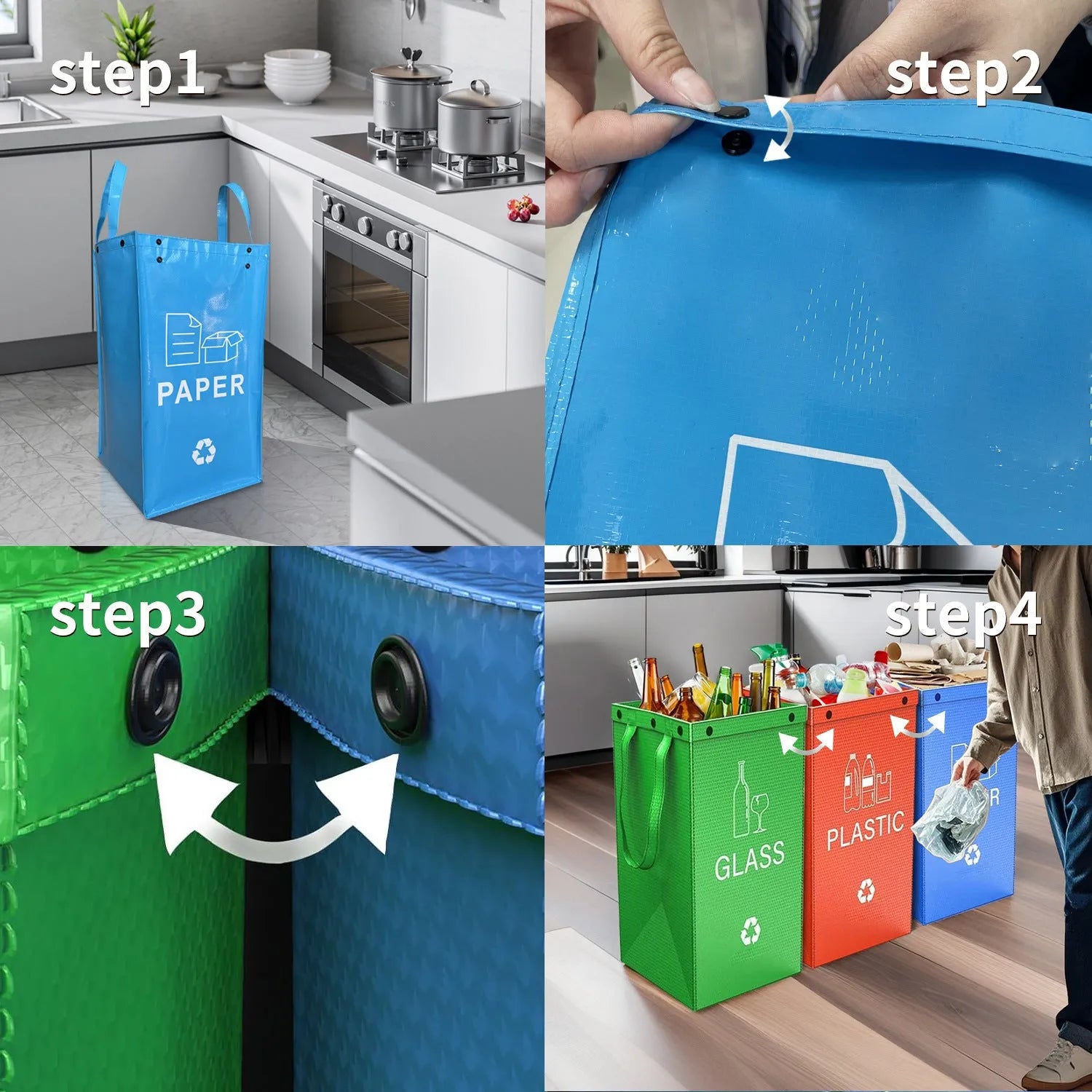40 litre plastic dustbin in blue colour with dimensions 30x50x30cm and clean bag styling