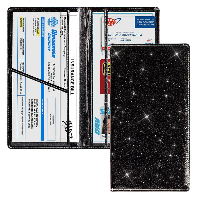 PU leather car insurance policy protective cover wallet in multiple colours for registration document storage