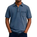 Plus size man wearing a loose fit Korean style printed short sleeve shirt in polyester for summer.