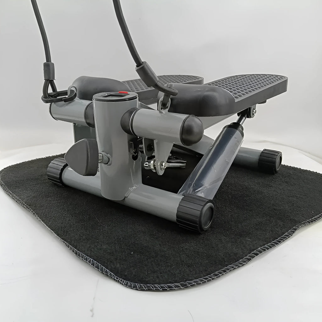Silver grey household mini treadmill with hydraulic resistance for waist slimming exercises