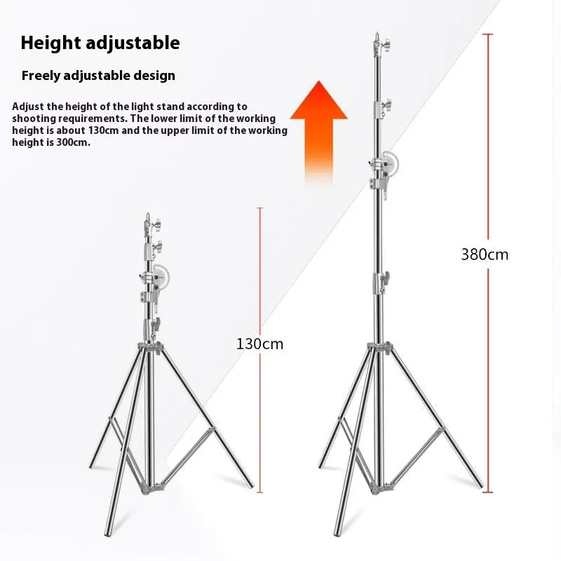 Stainless steel cross arm ceiling lamp rack extended to 3.8 metre height with silver finish