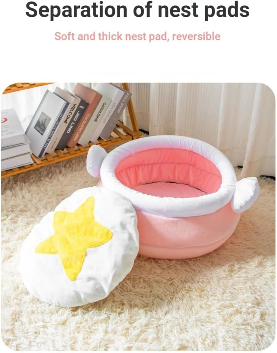 Honey pot magic shape cat sofa bed in pink or yellow with removable nest pad for small pets