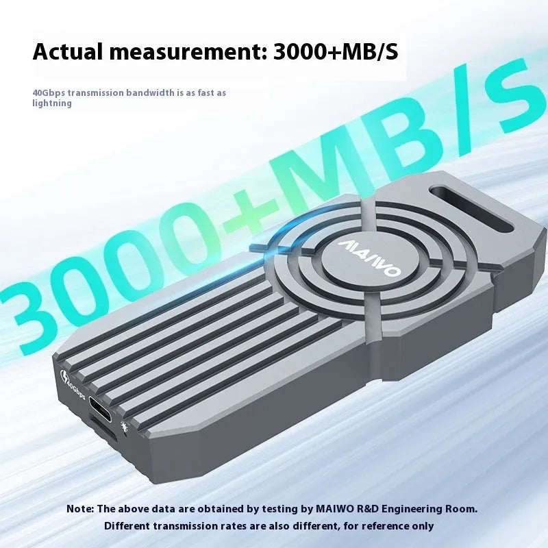 USB4 40Gbps aluminium M2 SSD enclosure measuring 50x118x13mm for external storage