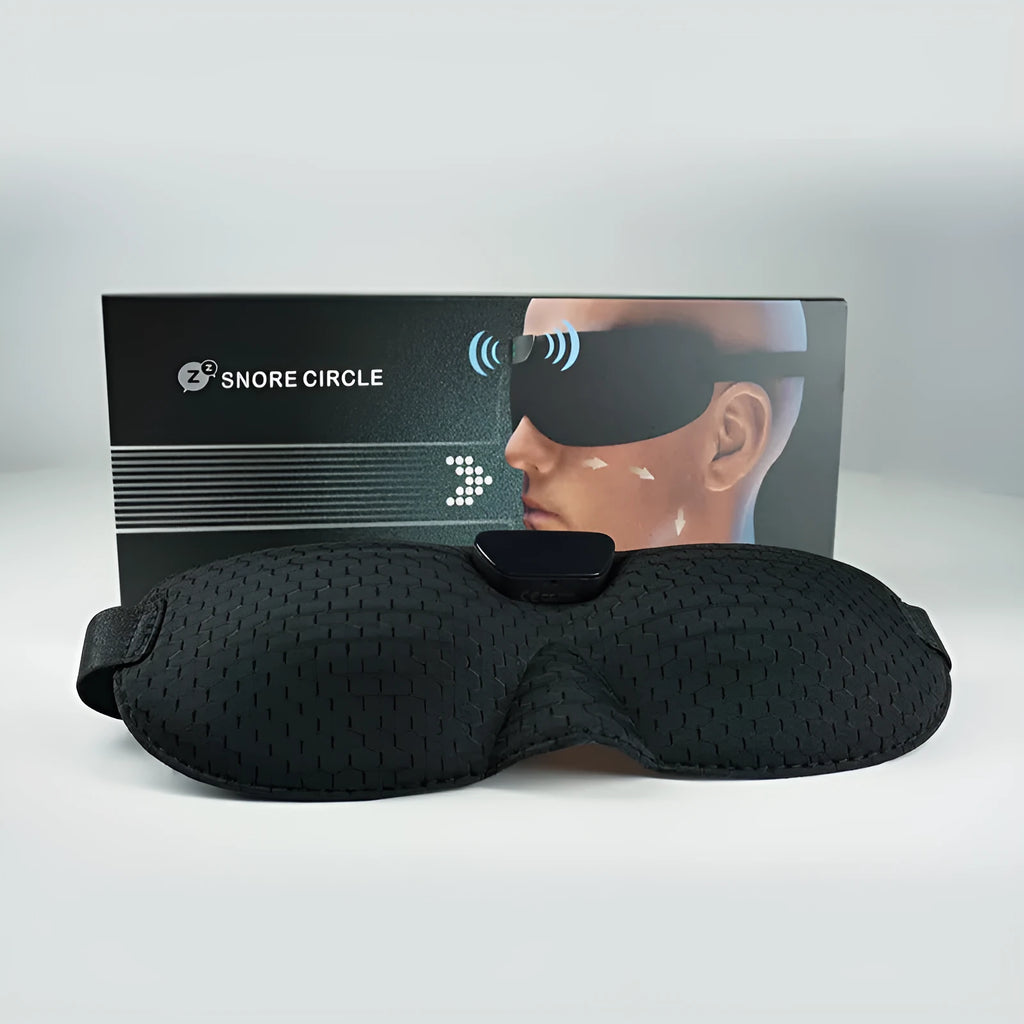 Flying Snoring Companion USB snoring device and eye mask in black, compact 235mm size