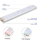 Slim rechargeable LED strip light with motion sensor in cold white or warm white.