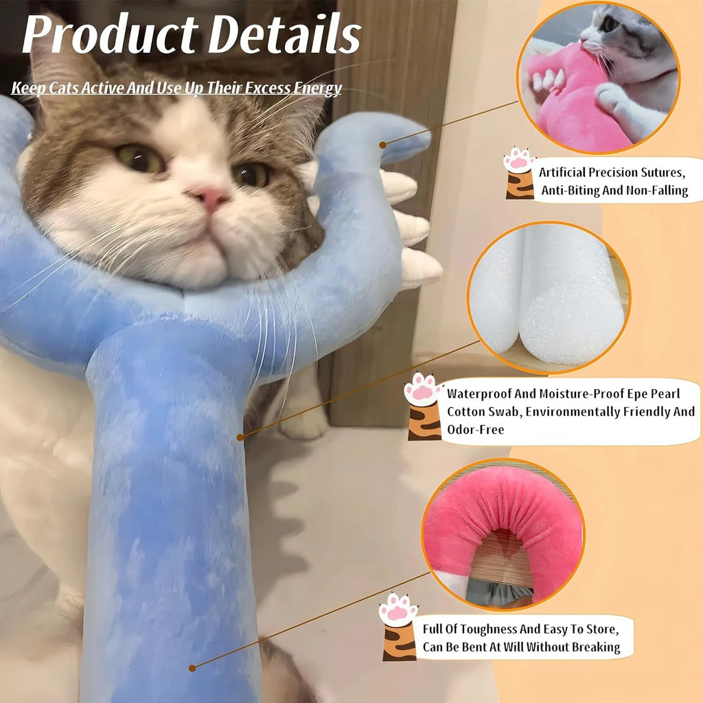 70cm blue plush cat wand toy with oversized design for indoor pet play