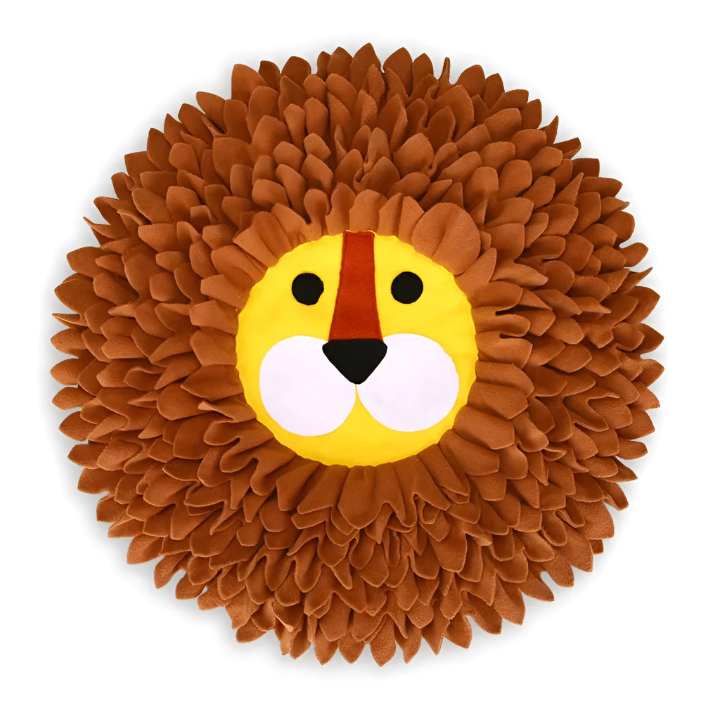 Brown lion-themed pet sniffing pad measuring 33 by 25 centimetres for dog and cat enrichment