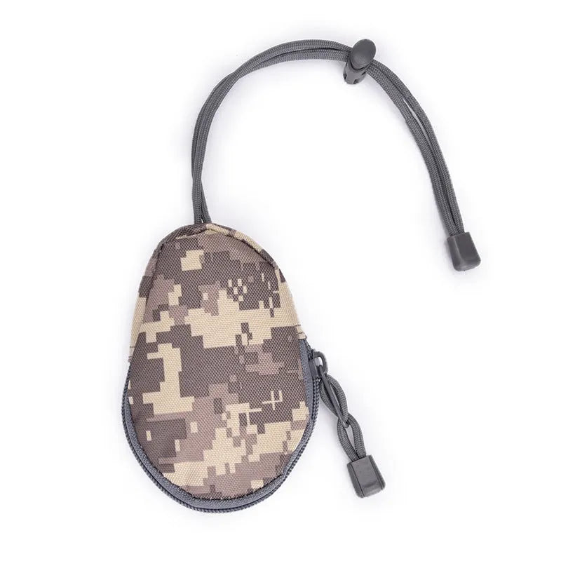 Compact Oxford cloth outdoor key bag 13cm x 8cm with telescopic rope and zipper in black colour