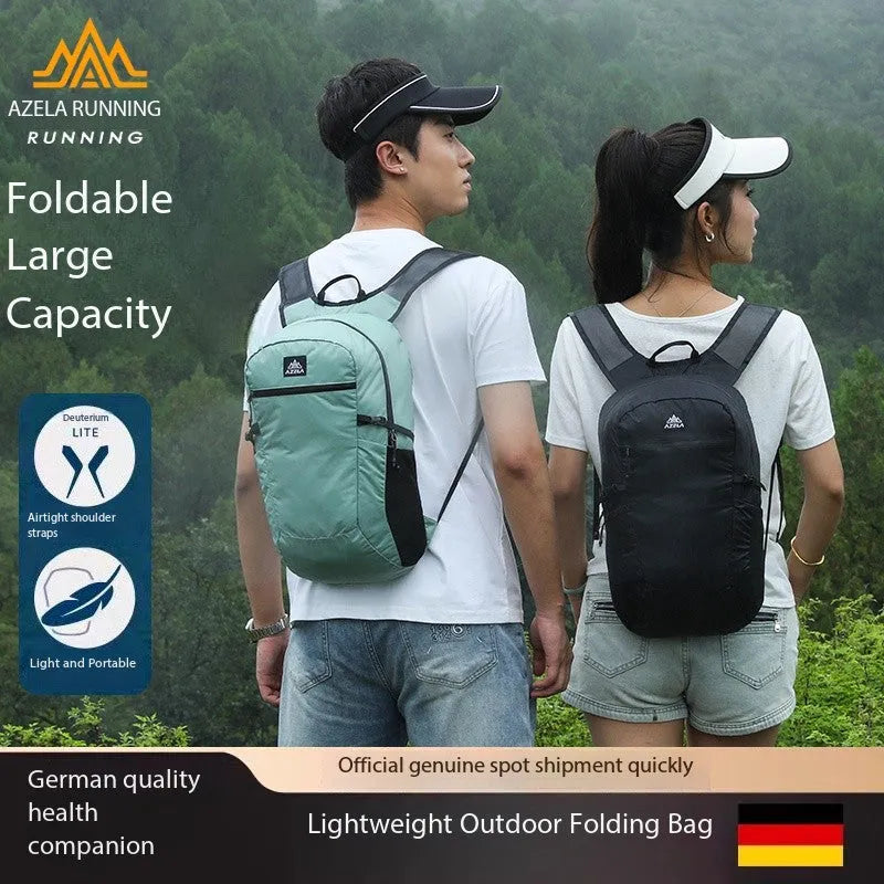 AZELA lightweight lime green backpack with multiple pockets and breathable mesh straps for outdoor travel and daily use