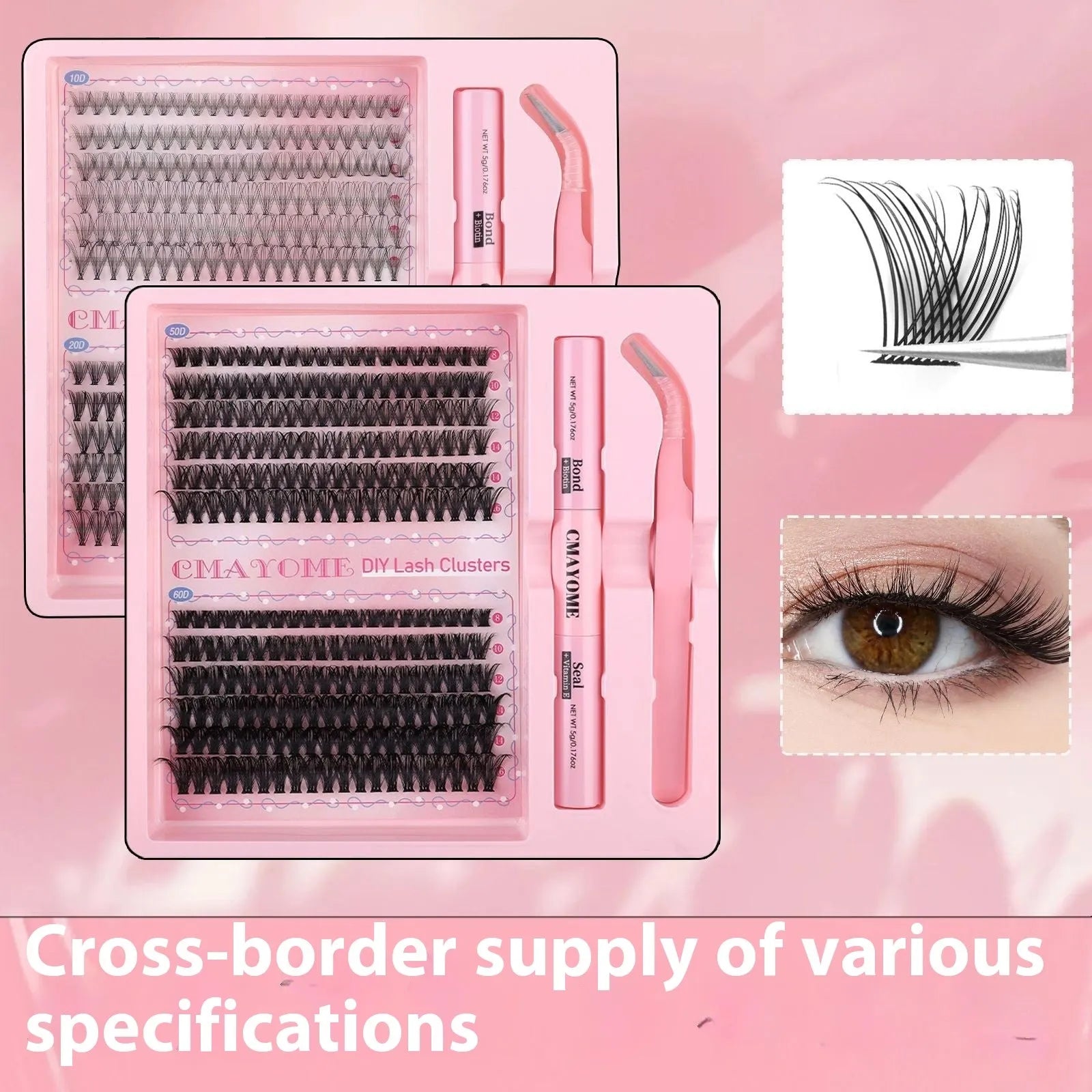 DIY single cluster false eyelashes showing individual artificial fibre lashes for custom application