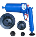 Plastic high-pressure air drain blaster gun with 4 adaptors for hard pipes, 28 x 27.5 cm