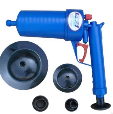 Plastic high-pressure air drain blaster gun with 4 adaptors for hard pipes, 28 x 27.5 cm