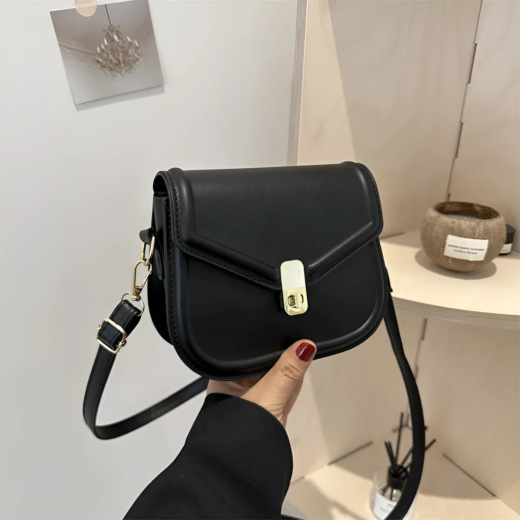 Soft PU leather clamshell messenger bag with horizontal square shape in four colour options