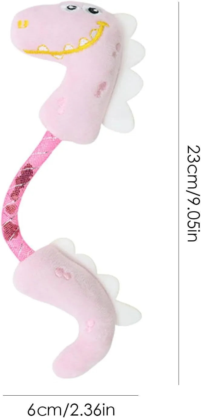 Four-piece cat toy set with rope, springs, and kicker toys in pink, purple, and yellow colours.