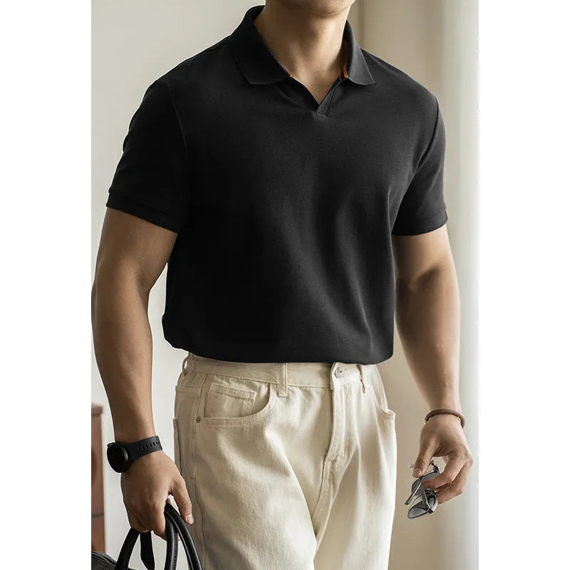 Men's short-sleeved polo shirt in cotton blend fabric available in multiple sizes