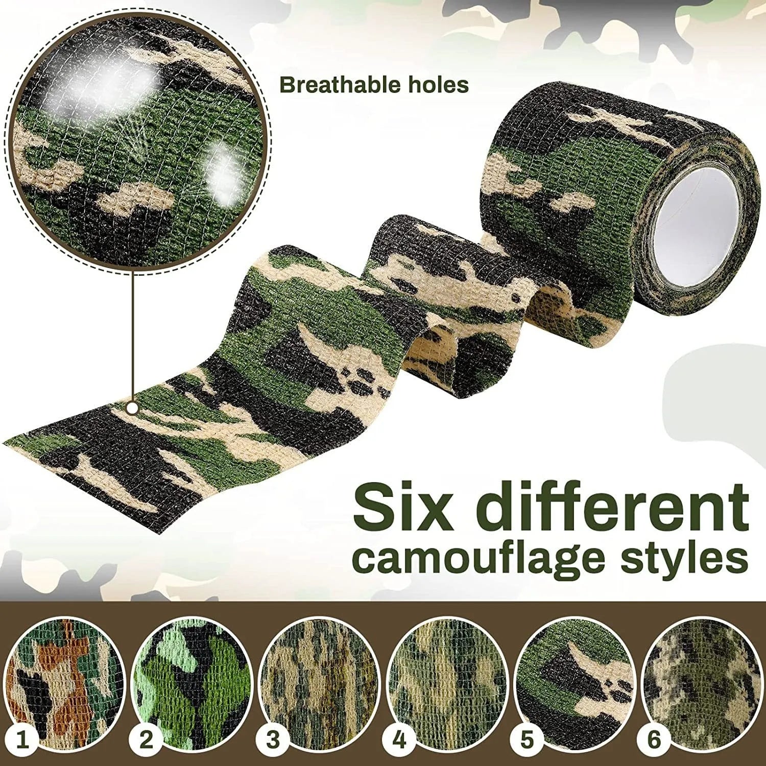 Non-woven camouflage bandage roll self-adhesive 5cm x 4.5m in ACU pattern