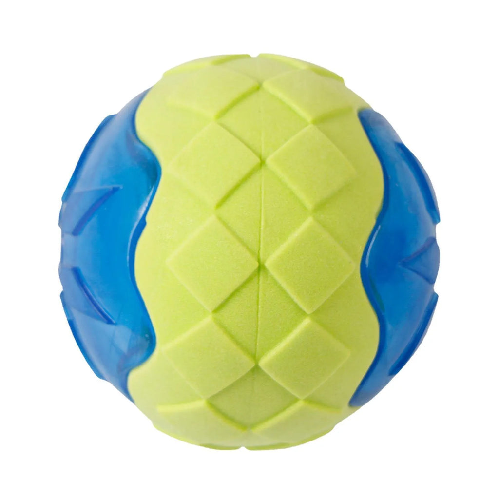 Blue dog toy ball with glow and squeak features, 9 cm TPR floating chew toy for dogs