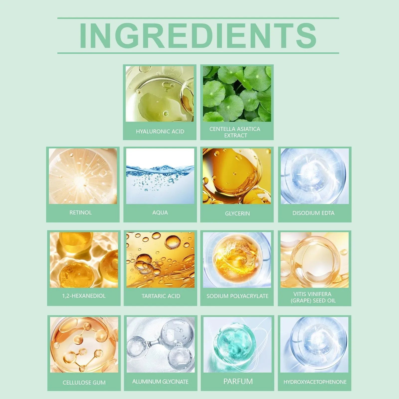 Retinol hydrating face mask with hyaluronic acid and Centella asiatica extract in single and four-piece pack