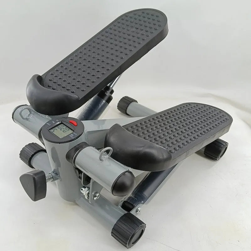 Silver grey household mini treadmill with hydraulic resistance for waist slimming exercises