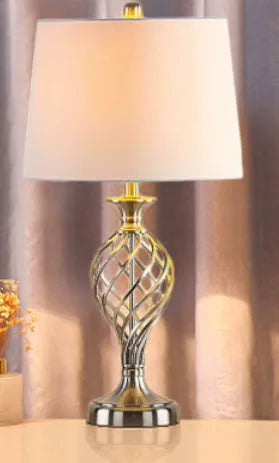 European-style alloy USB table lamp with touch sensor control for dimmable cold and warm light