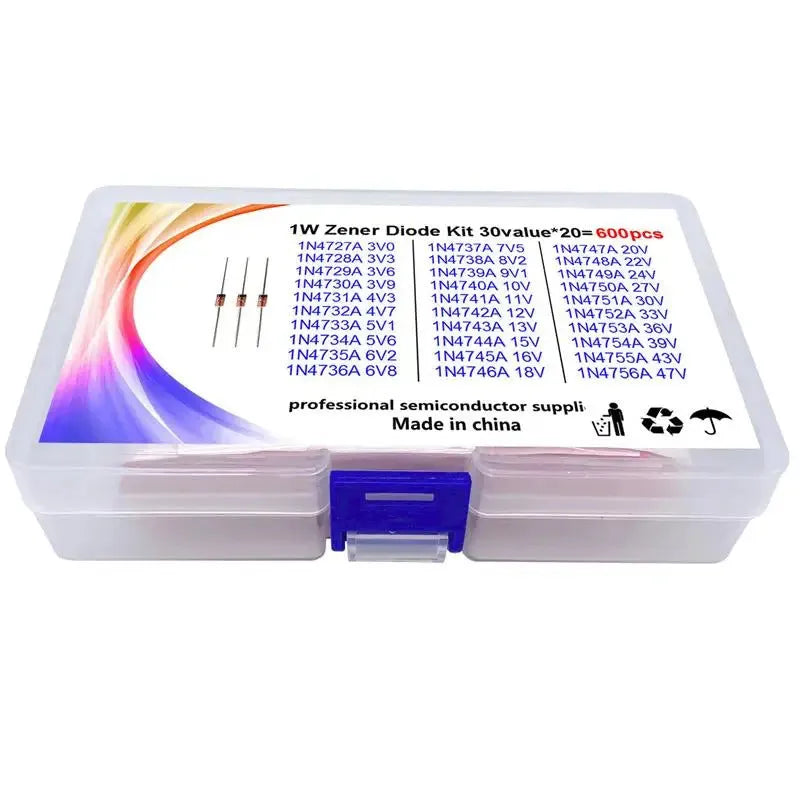 Boxed 1W glass Zener diode with 50V breakdown voltage