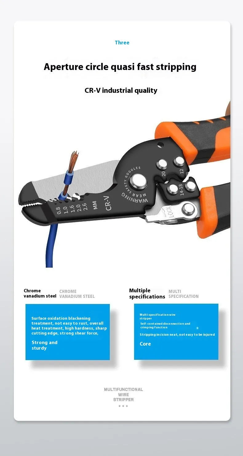 Fully automatic wire stripping pliers tool with box-mounted design for electrical work