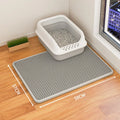 Double-layer waterproof cat litter mat with non-slip base in beige, available in multiple sizes for litter tray protection