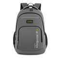 Nylon fashion backpack in street style showing multiple compartments and double shoulder straps.