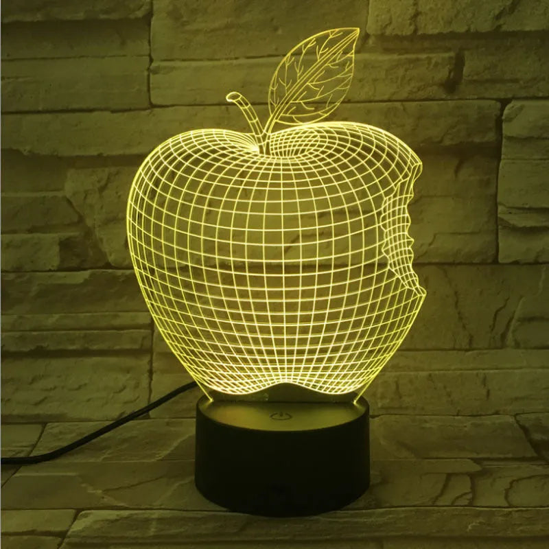 3D fruit colourful night light with acrylic shade and touch controls showing seven colour options