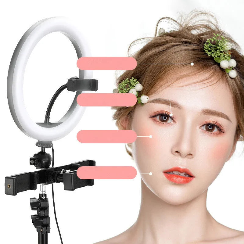 10 inch ring selfie light with adjustable metal bracket for smartphone photography