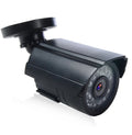 Black HD waterproof security camera with infrared night vision for outdoor surveillance