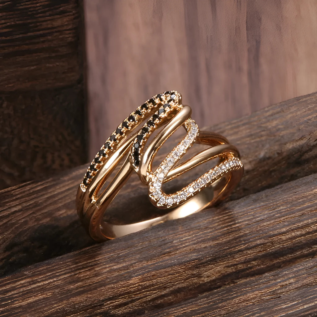 Women's copper electroplated ring with micro-inlaid zircon in colour WK2230