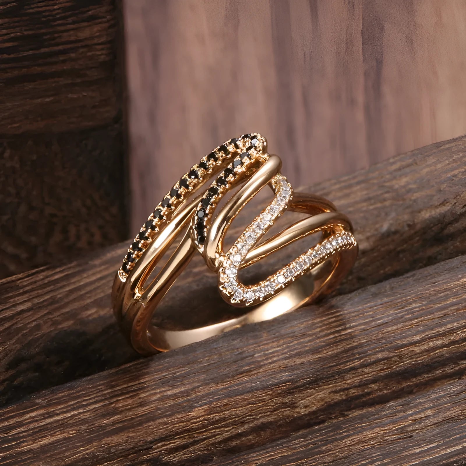 Women's copper electroplated ring with micro-inlaid zircon in colour WK2230