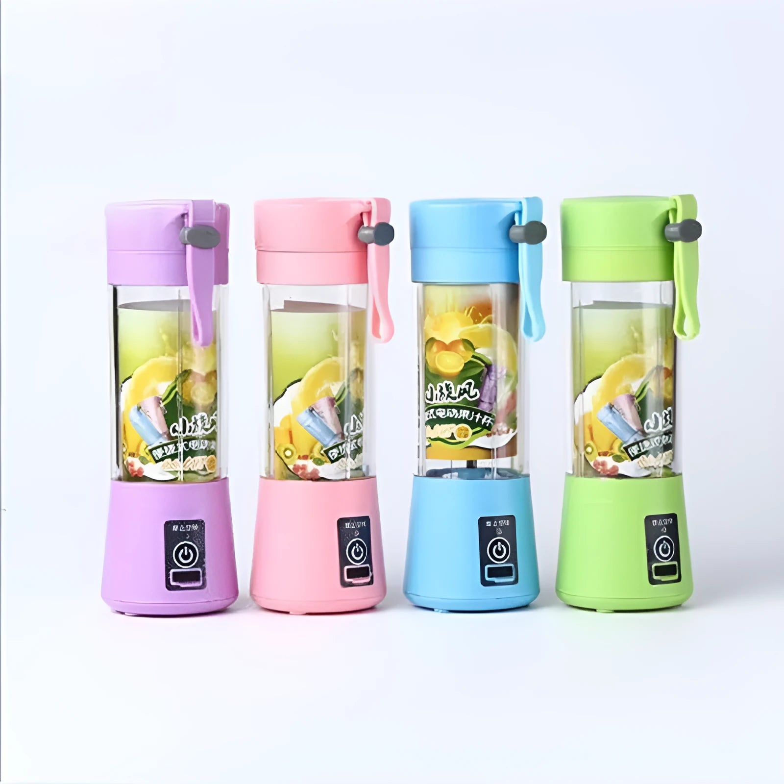 Mini USB electric citrus juicer in pink with stainless steel 304 blade and portage rope