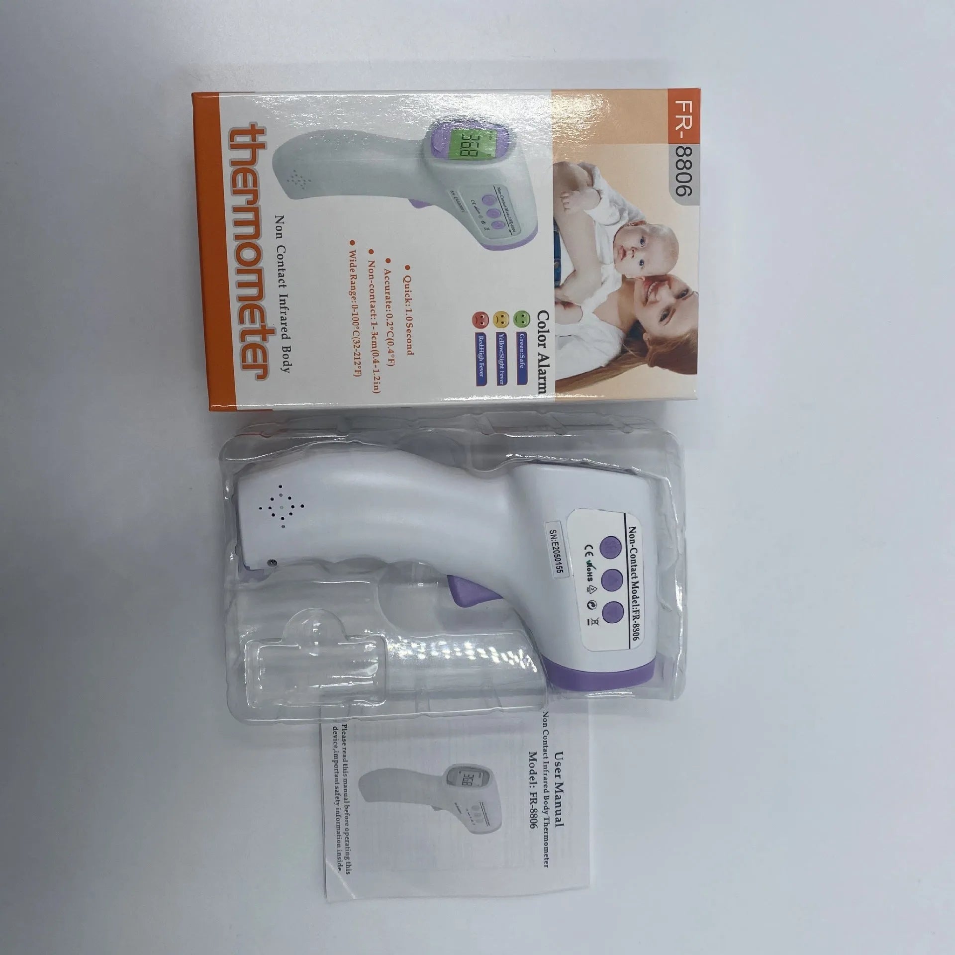 White digital non-contact thermometer for hygienic temperature measurement
