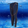 Men's black nylon cropped swimming trunks with a grey contrast stripe and internal mesh lining.