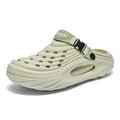 Men's casual platform slippers in solid colour with hollow-out EVA upper, size 40/41