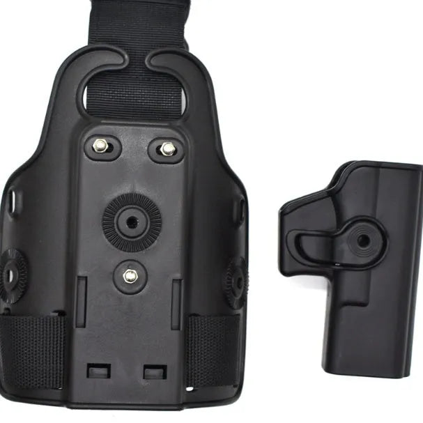 Hanging leg tactical waist plate quick pull plastic holster in black, green, and khaki solid colours