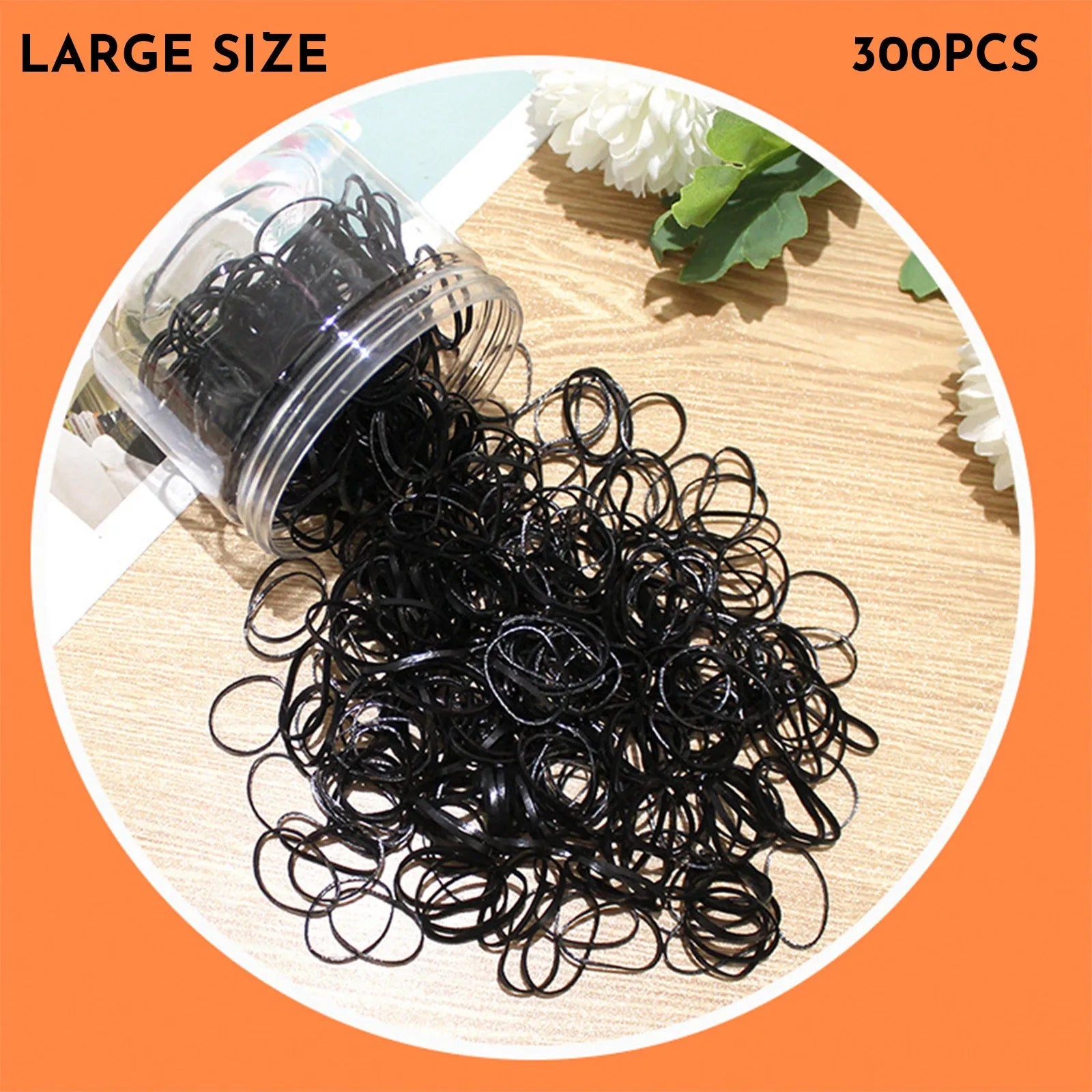 Multi-colour TPU baby hair ties in a reusable container for toddler fine hair, 300 piece pack