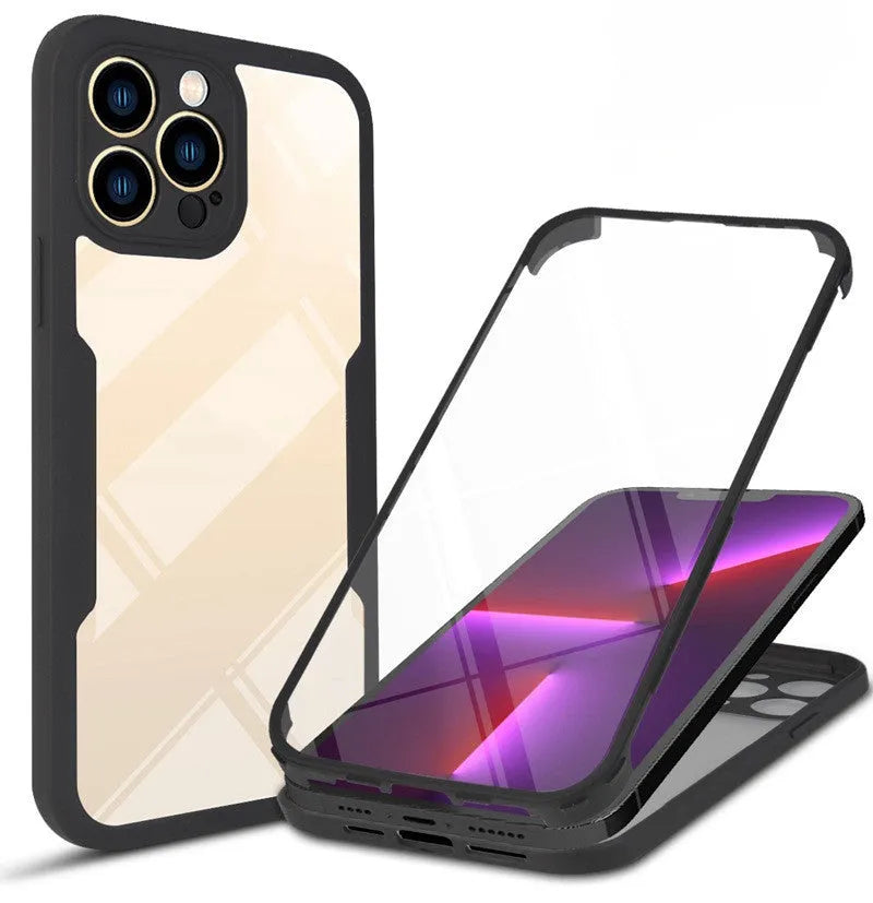 TPU front and back protective mobile phone case for iPhone 14 13 12 11 in 360 Qicai colours