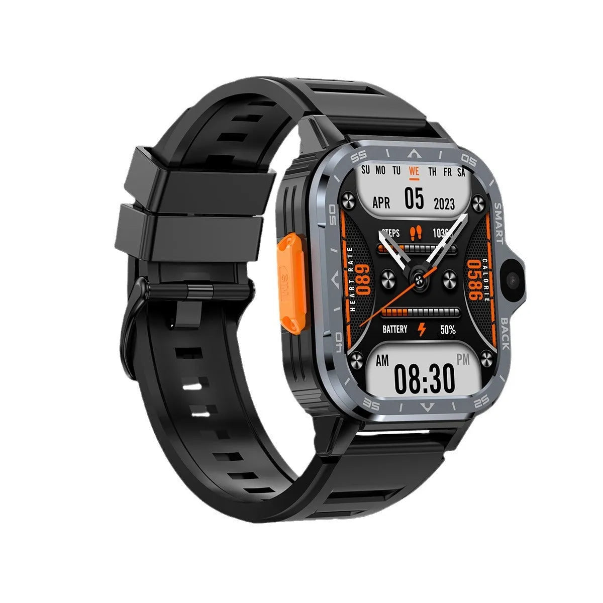 Student Android smart watch with heart rate monitor and NFC in black with TFT screen